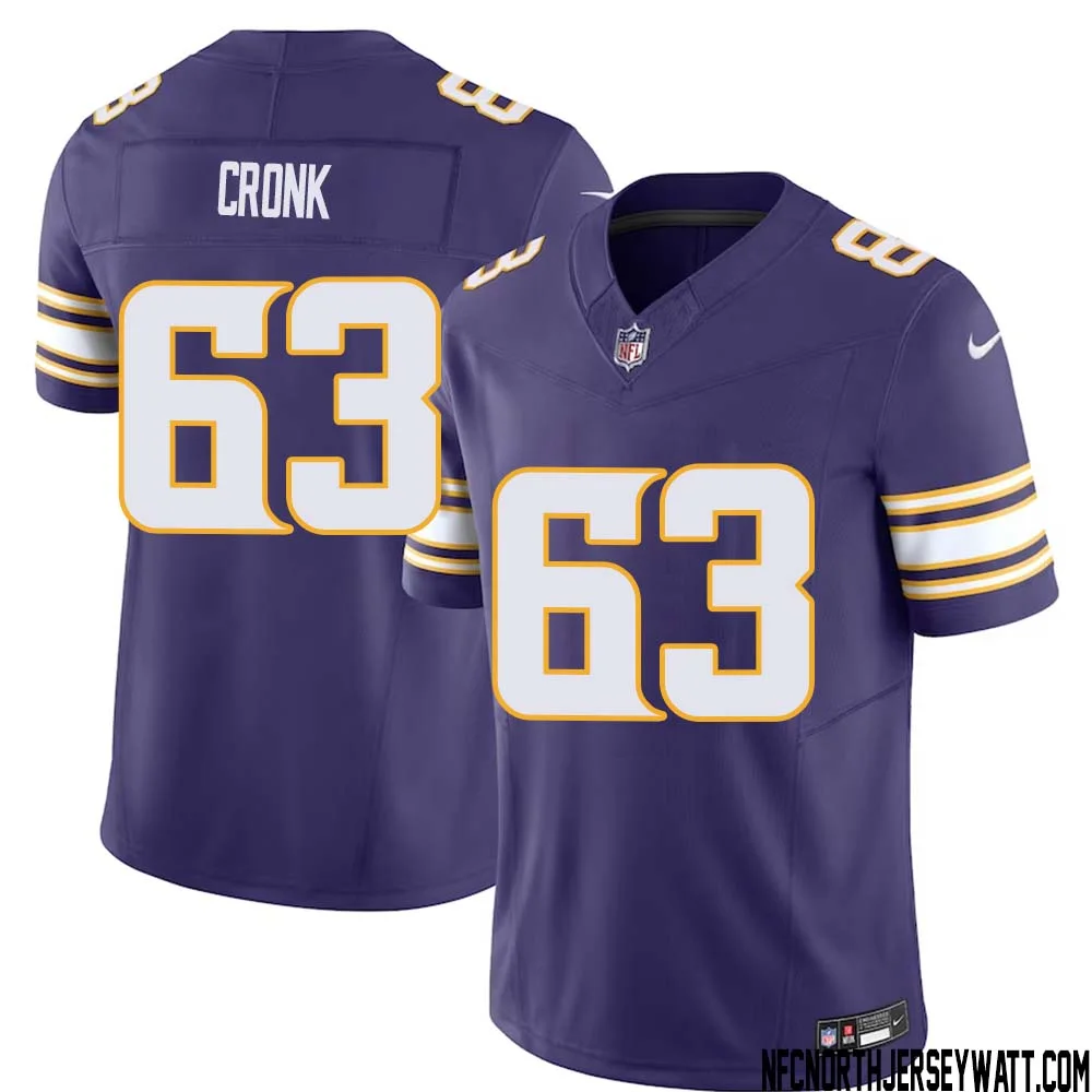 Coy Cronk No 63 Mens Purple Minnesota Vikings Vapor F.U.S.E. Limited Jersey 1