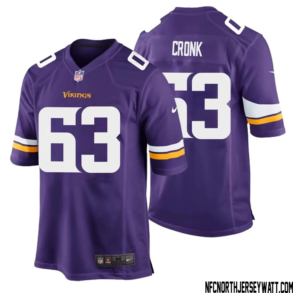 Coy Cronk No 63 Minnesota Vikings Game Jersey Court Purple for Mens 1