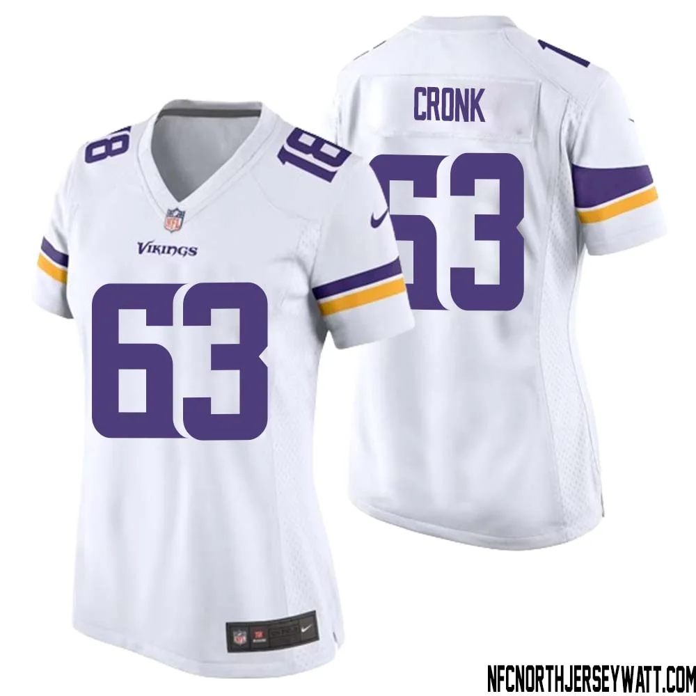 Coy Cronk No 63 Women White Minnesota Vikings Game Player Away Jersey 1
