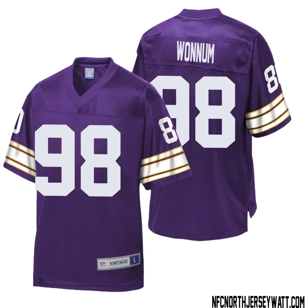 D.J. Wonnum No 98 Men NFL Pro Line Purple Minnesota Vikings Retired Player Replica Jersey