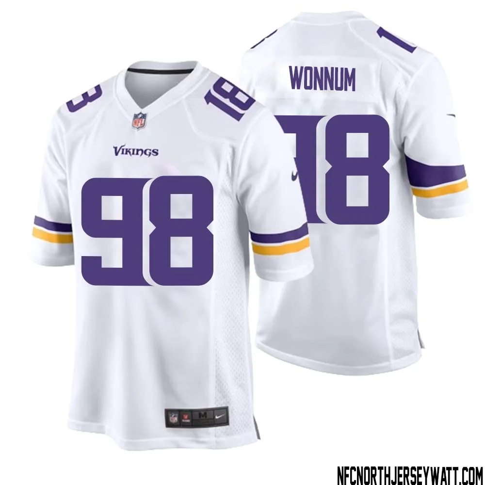 D.J. Wonnum No 98 Men White Minnesota Vikings Game Player Away Jersey