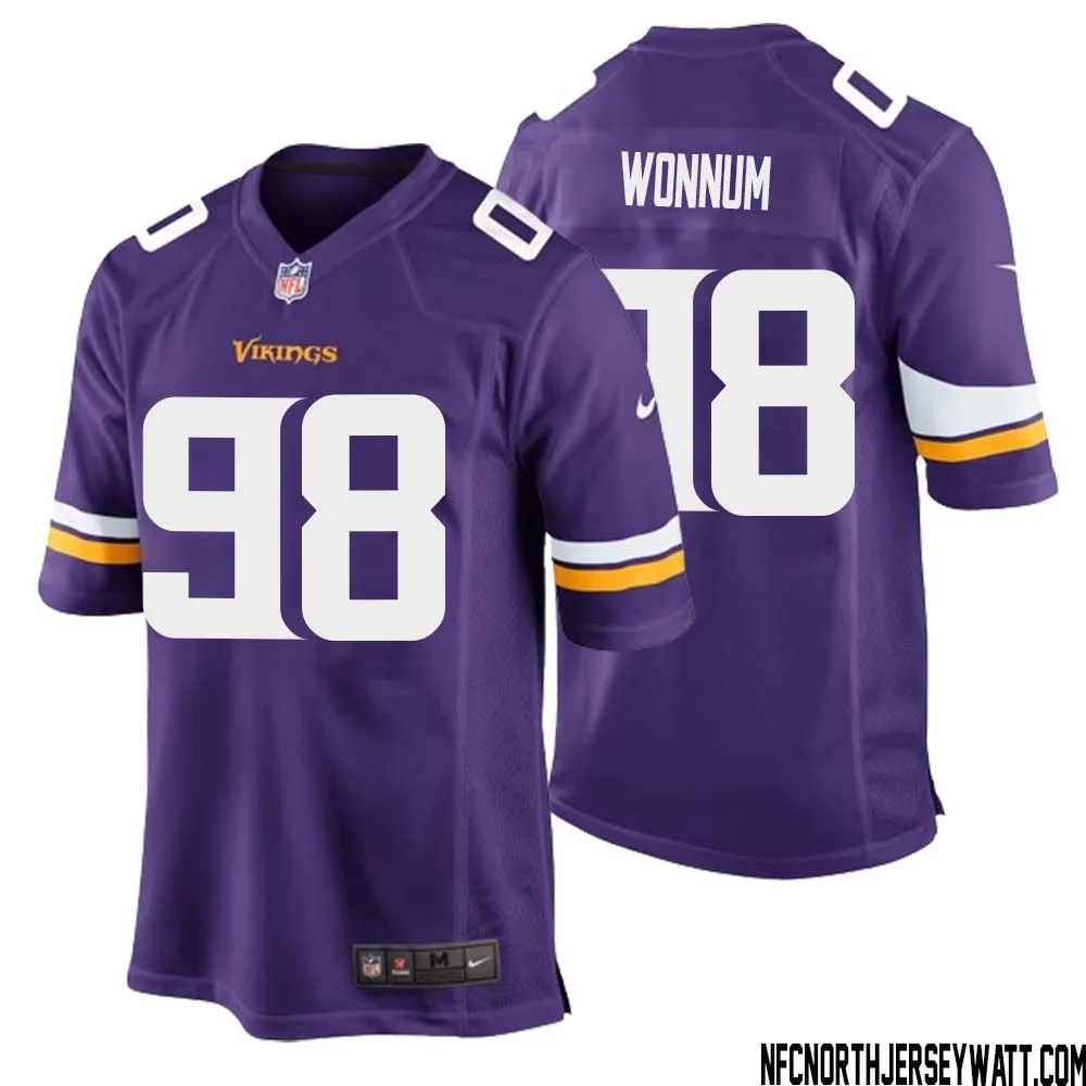 D.J. Wonnum No 98 Minnesota Vikings Game Jersey Court Purple for Mens
