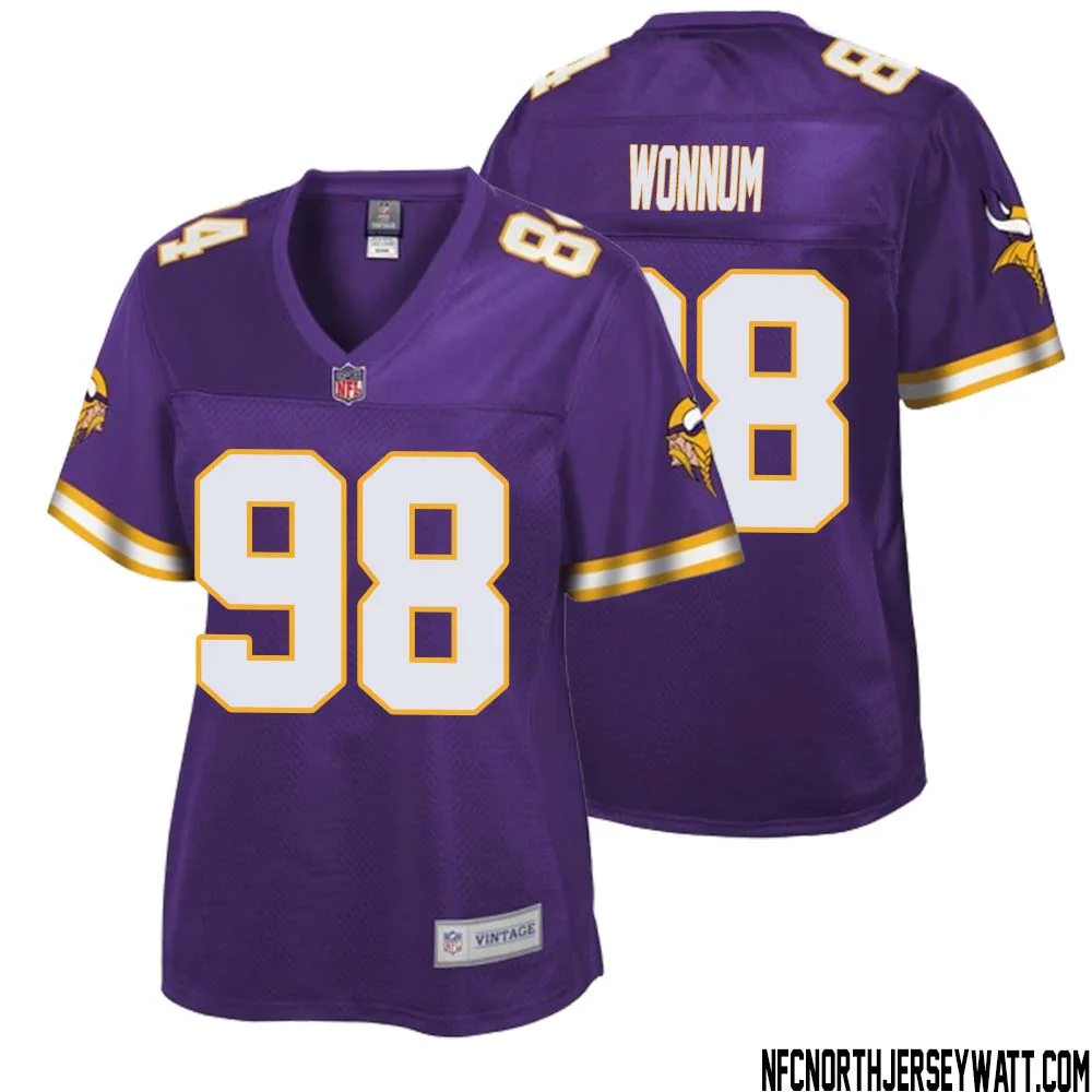 D.J. Wonnum No 98 Women NFL Pro Line Purple Minnesota Vikings Retired Player Replica Jersey 1