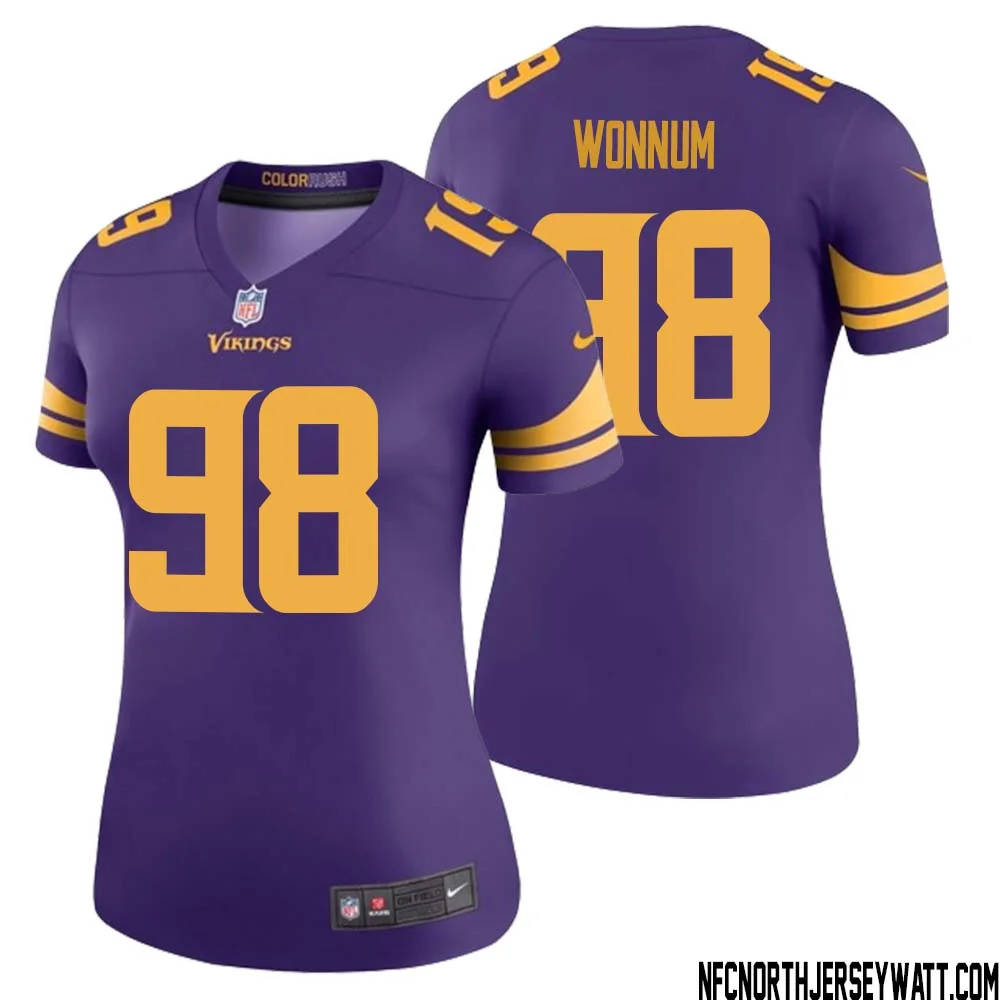 D.J. Wonnum No 98 Women Purple Minnesota Vikings Color Rush Vapor Untouchable Limited Jersey 1