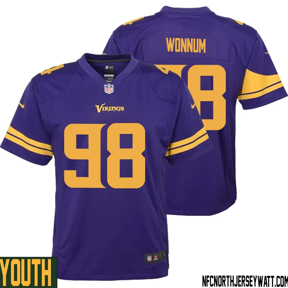 D.J. Wonnum No 98 Youth Purple Minnesota Vikings Alternate Game Jersey 1