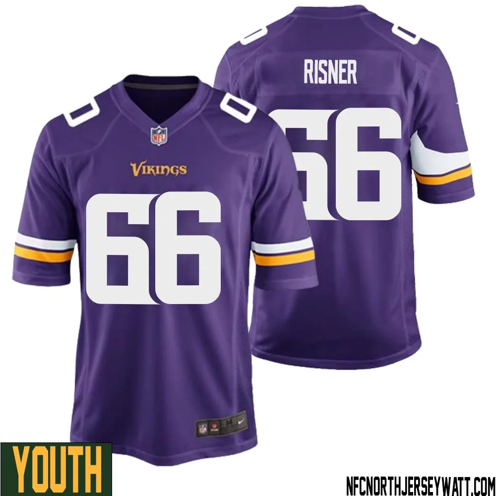 Dalton Risner No 66 Minnesota Vikings Game Jersey Court Purple for Youth