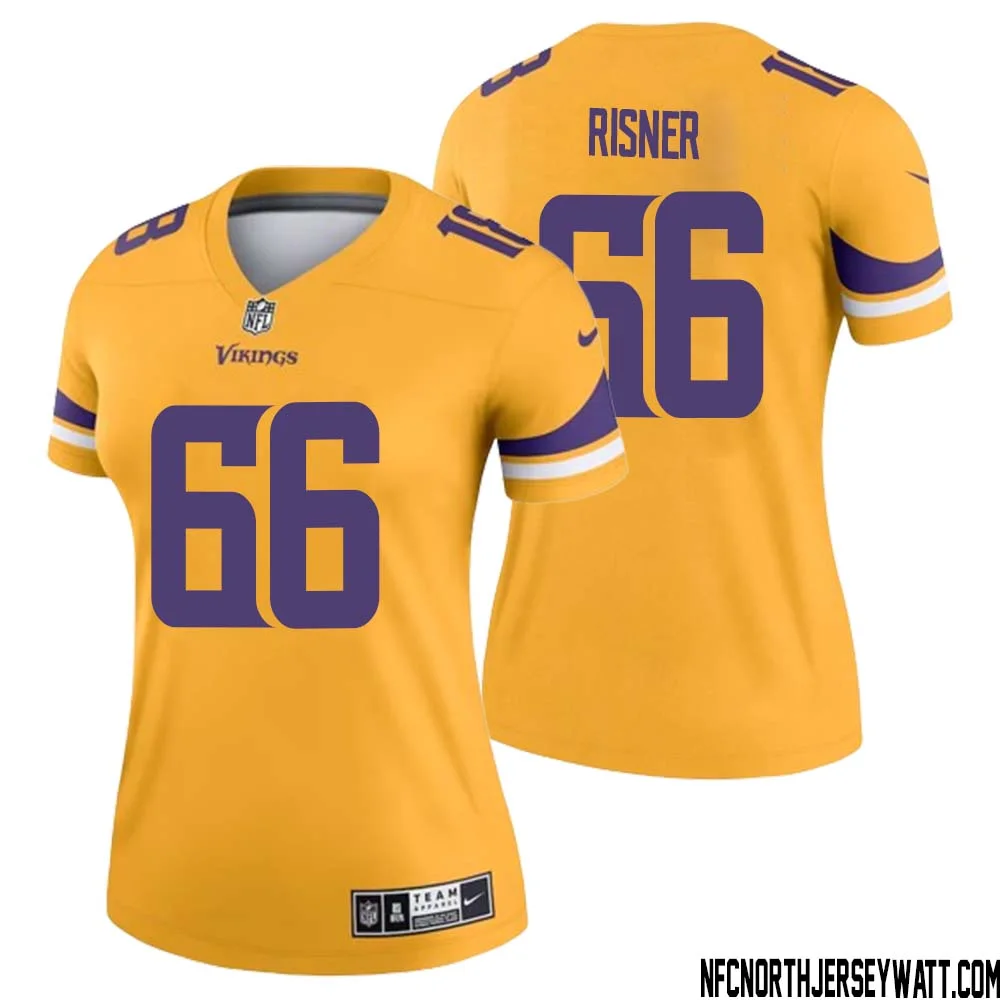 Dalton Risner No 66 Women Minnesota Vikings Gold Inverted Legend Jersey 1