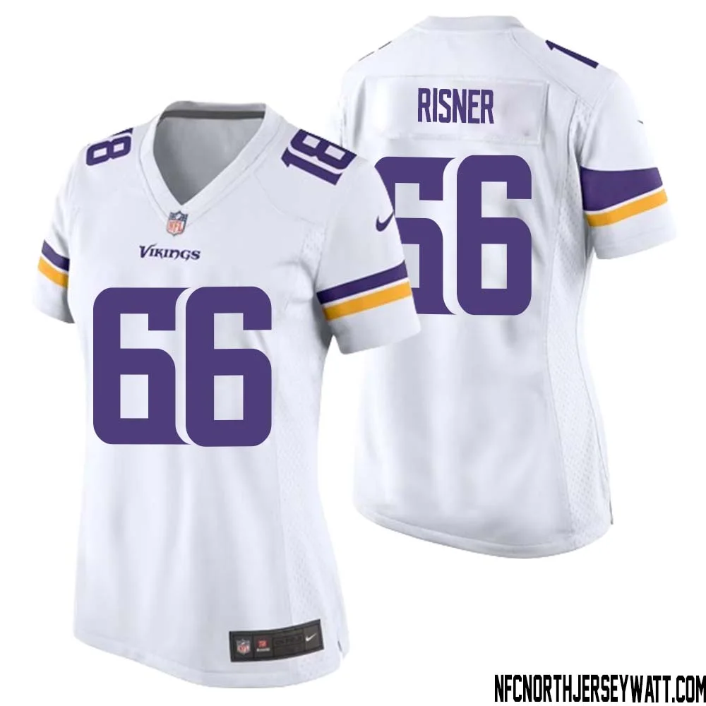 Dalton Risner No 66 Women White Minnesota Vikings Game Player Away Jersey
