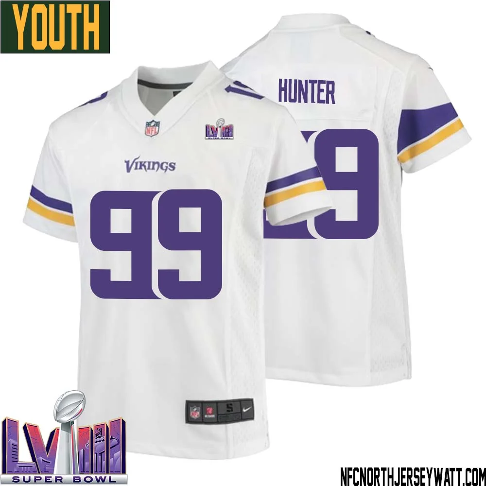 Danielle Hunter No 99 Minnesota Vikings Super Bowl LVIII Away Game Jersey White for Youth 1