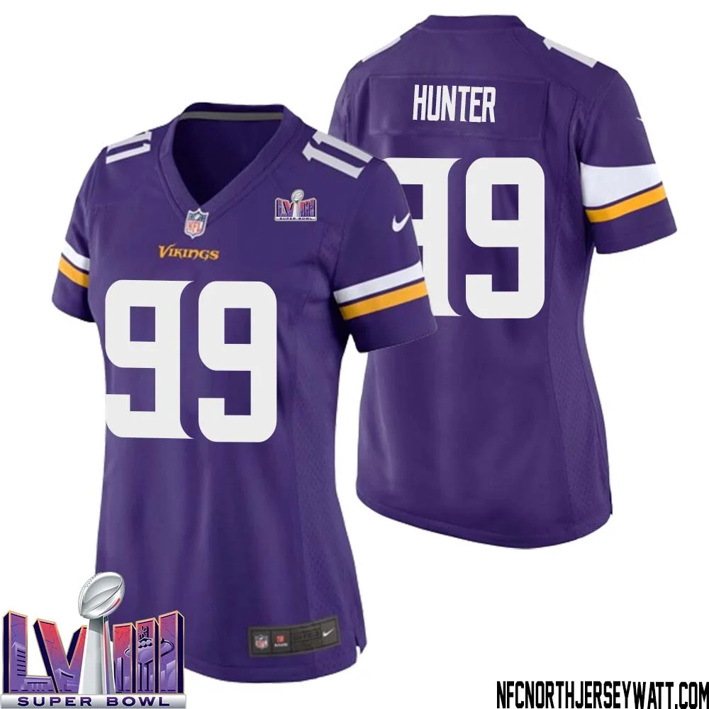 Danielle Hunter No 99 Minnesota Vikings Super Bowl LVIII Home Game Jersey Court Purple for Women
