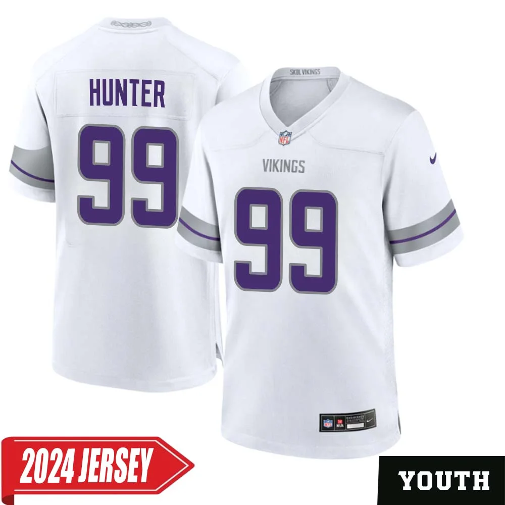 Danielle Hunter No 99 Youth s Minnesota Vikings White Alternate Custom Game 2024 Jersey