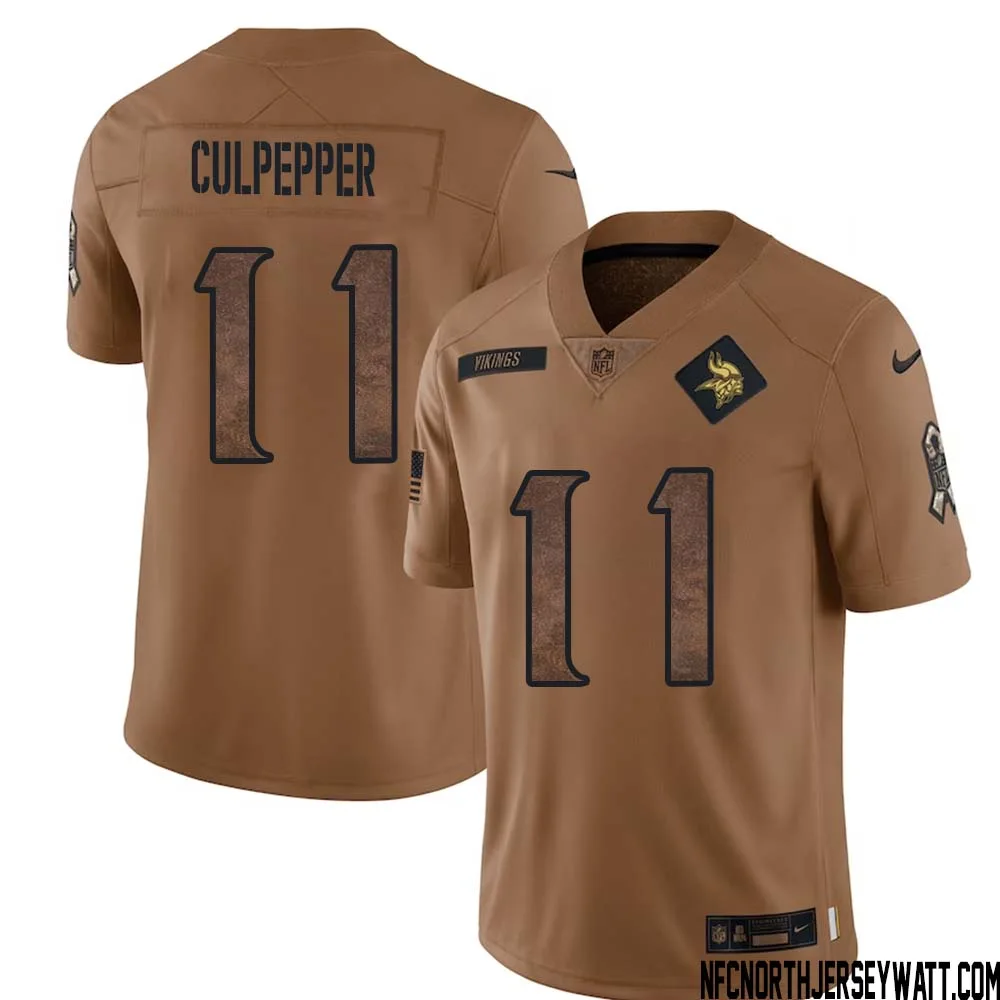 Daunte Culpepper No 11 Men Brown Minnesota Vikings 2023 Salute To Service Limited Jersey 1