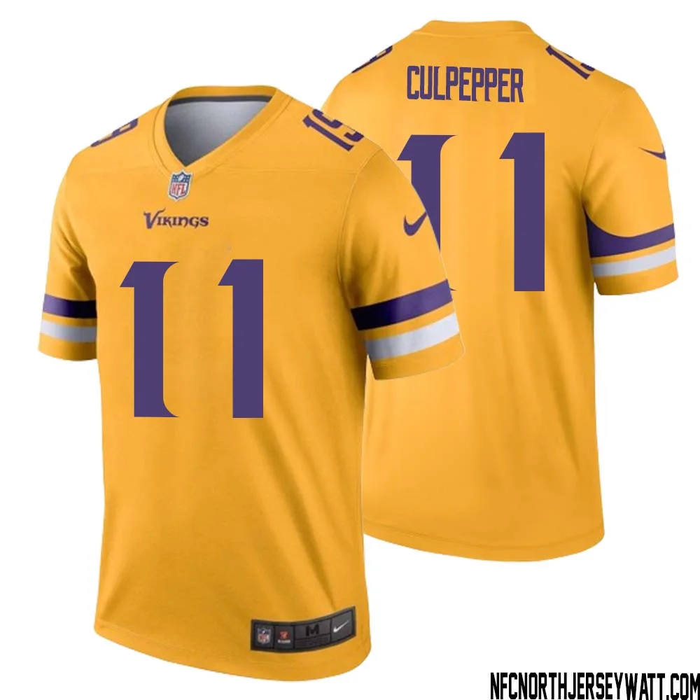 Daunte Culpepper No 11 Men Minnesota Vikings Gold Inverted Legend Jersey