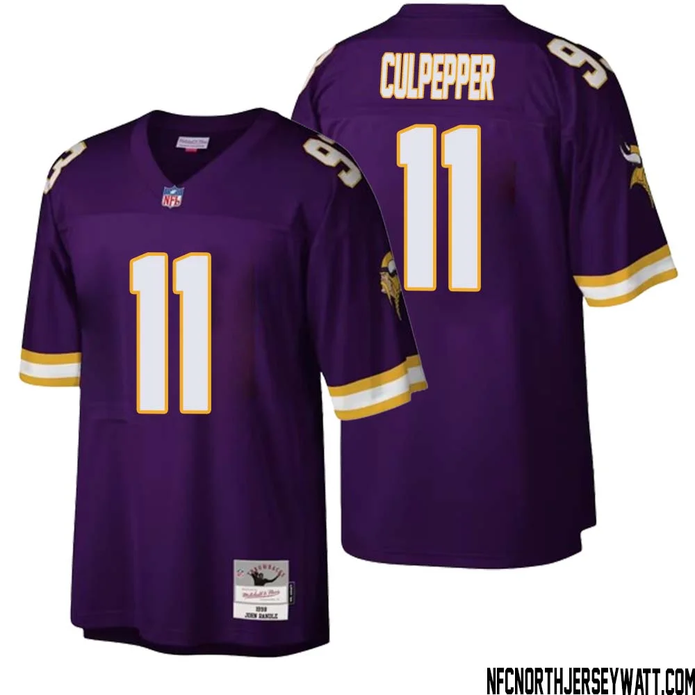 Daunte Culpepper No 11 Men Mitchell Ness Purple Minnesota Vikings Legacy Replica Jersey 1