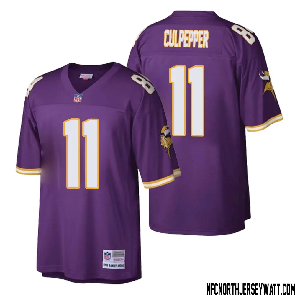 Daunte Culpepper No 11 Men Mitchell Ness Purple Minnesota Vikings Retired Player Legacy Replica Jersey