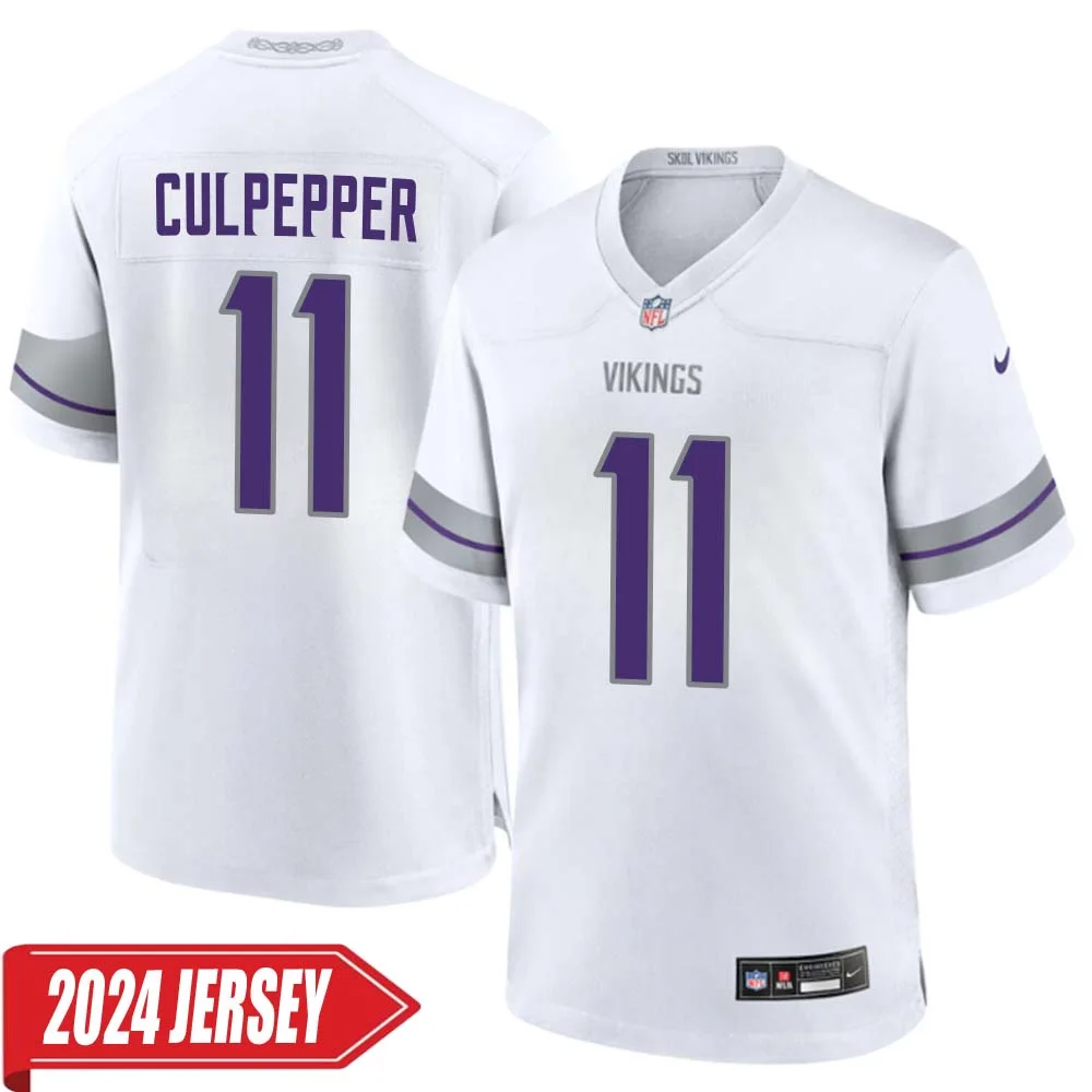 Daunte Culpepper No 11 Men s Minnesota Vikings White Alternate Custom Game 2024 Jersey