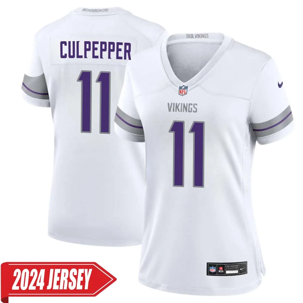 Daunte Culpepper No 11 Woman s Minnesota Vikings White Alternate Custom Game 2024 Jersey