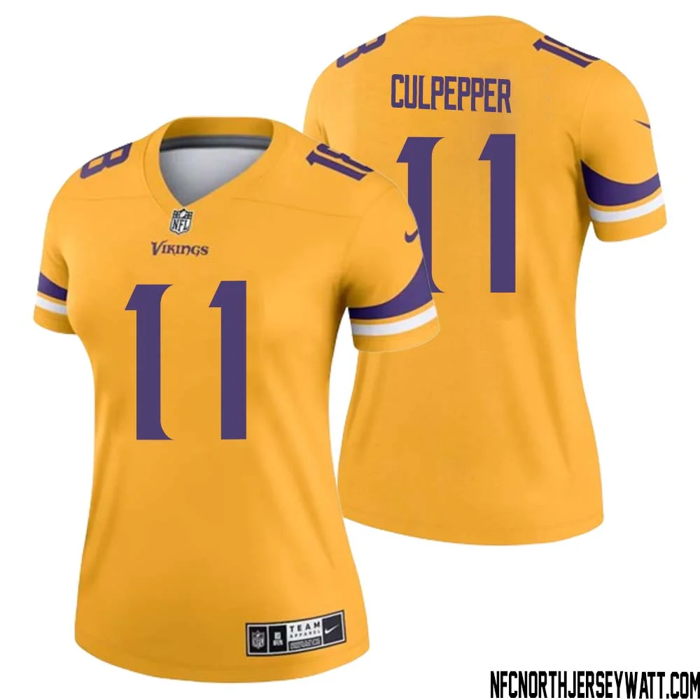 Daunte Culpepper No 11 Women Minnesota Vikings Gold Inverted Legend Jersey