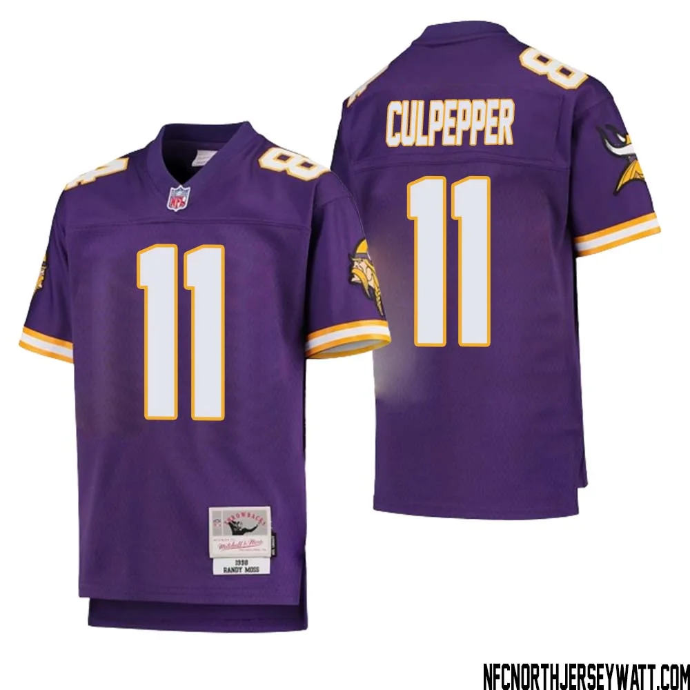 Daunte Culpepper No 11 Youth Mitchell Ness Purple Minnesota Vikings 1998 Legacy Retired Player Jersey 1