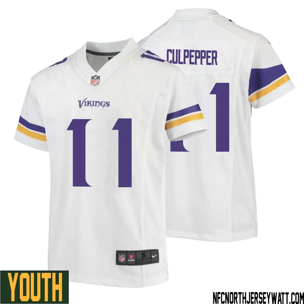 Daunte Culpepper No 11 Youth White Minnesota Vikings Game Player Away Jersey 1