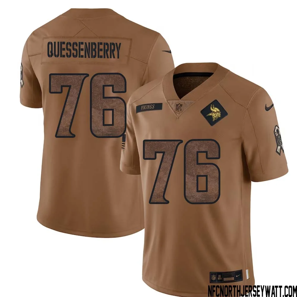 David Quessenberry No 76 Men Brown Minnesota Vikings 2023 Salute To Service Limited Jersey 1