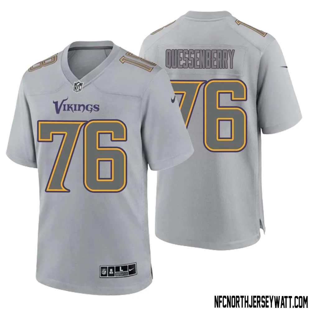 David Quessenberry No 76 Men Gray Minnesota Vikings Atmosphere Fashion Game Jersey 1