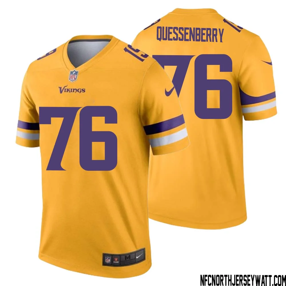 David Quessenberry No 76 Men Minnesota Vikings Gold Inverted Legend Jersey 1
