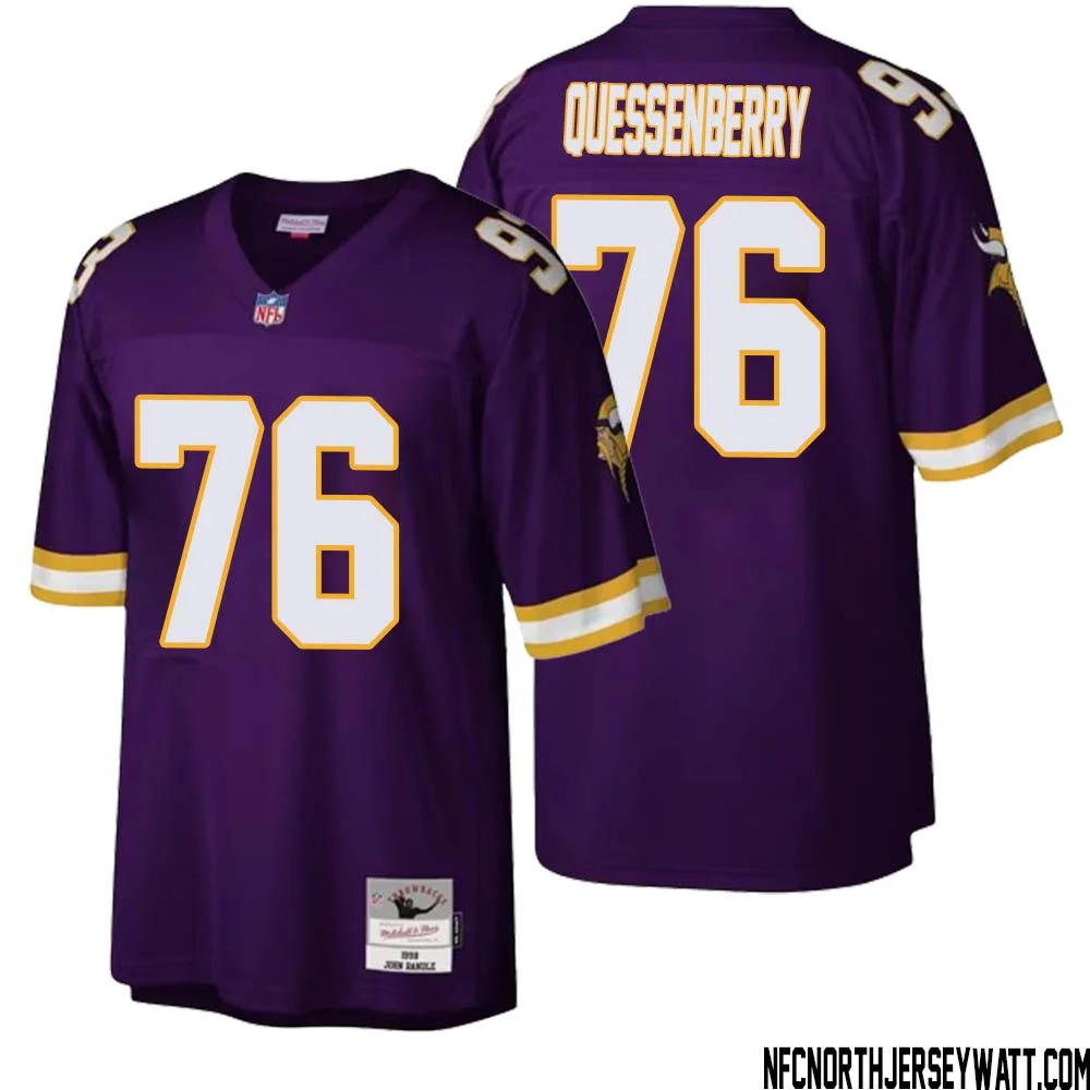 David Quessenberry No 76 Men Mitchell Ness Purple Minnesota Vikings Legacy Replica Jersey 1
