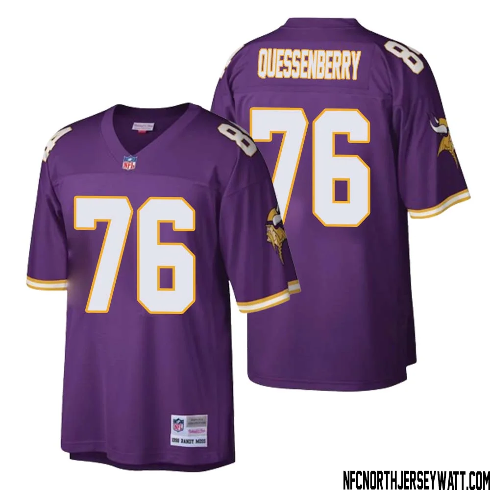 David Quessenberry No 76 Men Mitchell Ness Purple Minnesota Vikings Retired Player Legacy Replica Jersey