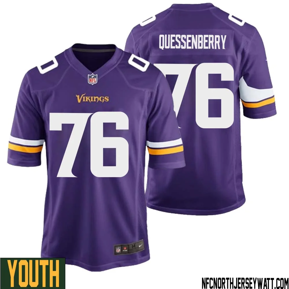 David Quessenberry No 76 Minnesota Vikings Game Jersey Court Purple for Youth