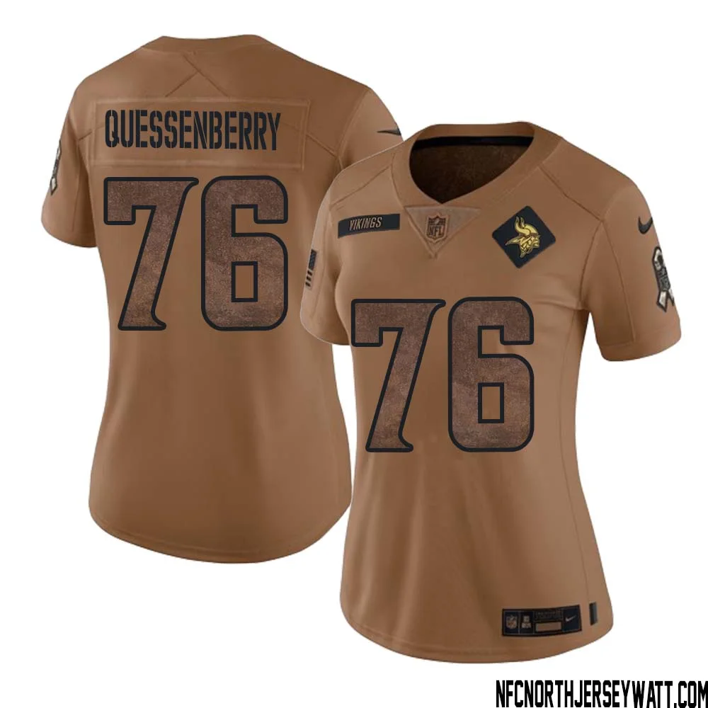 David Quessenberry No 76 Women Brown Minnesota Vikings 2023 Salute To Service Limited Jersey 1