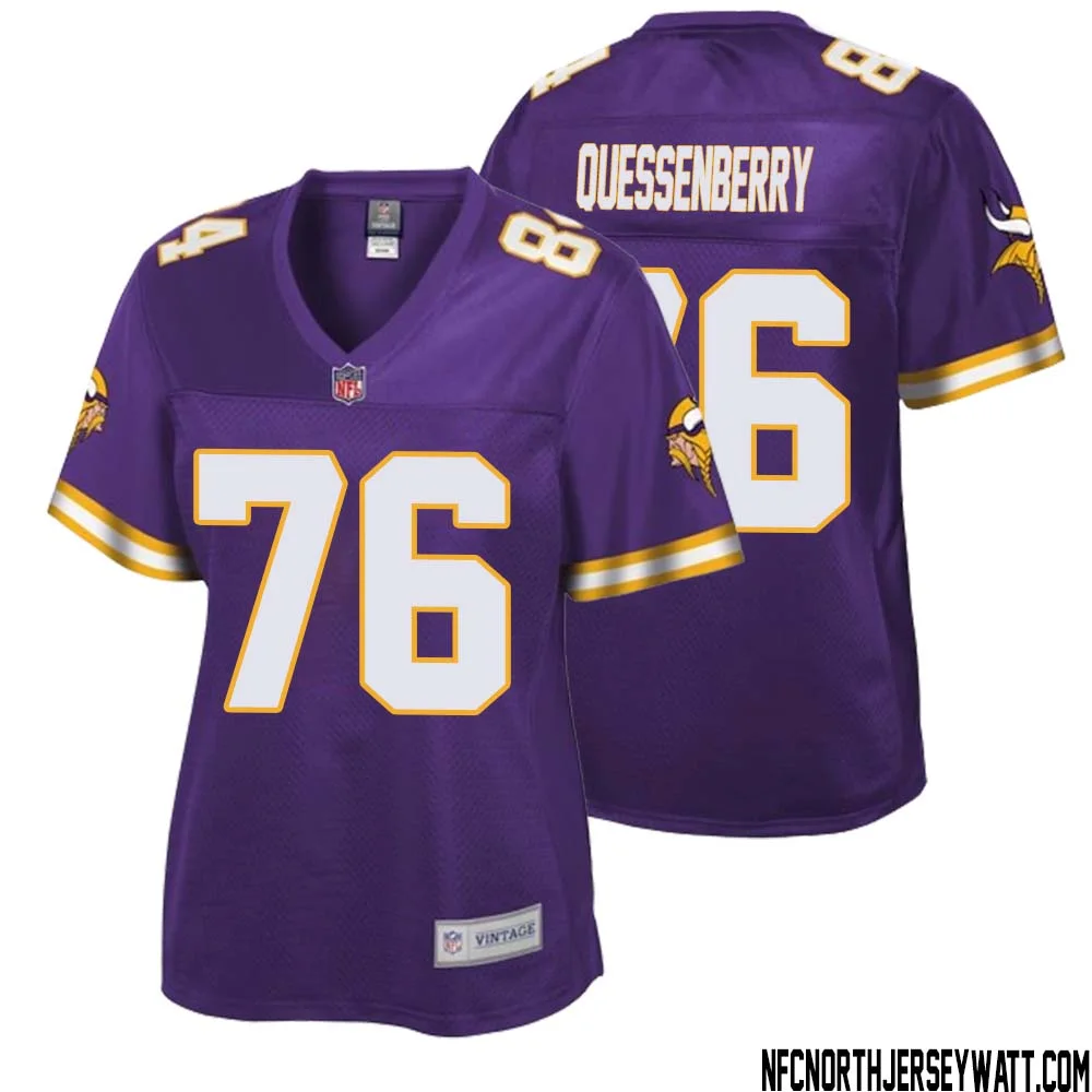David Quessenberry No 76 Women NFL Pro Line Purple Minnesota Vikings Retired Player Replica Jersey 1