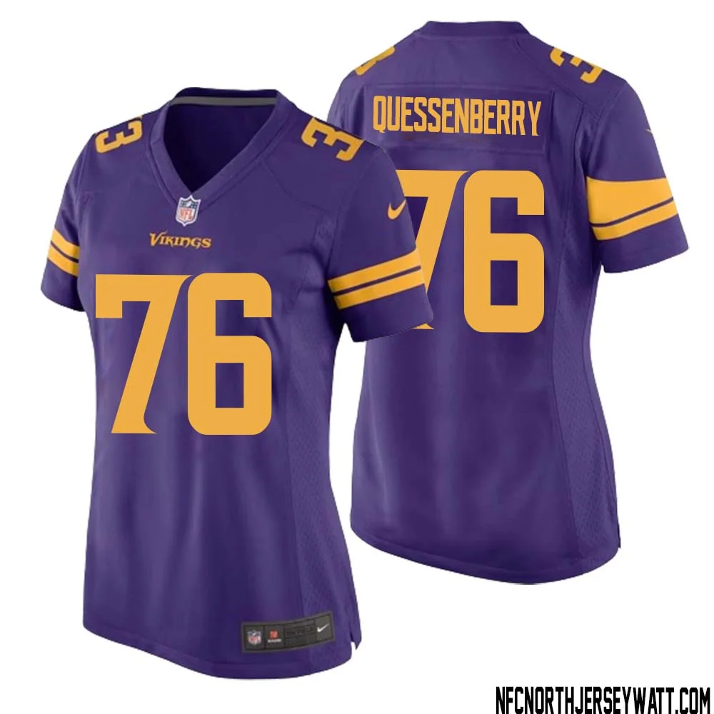 David Quessenberry No 76 Women Purple Minnesota Vikings Alternate Game Jersey 1