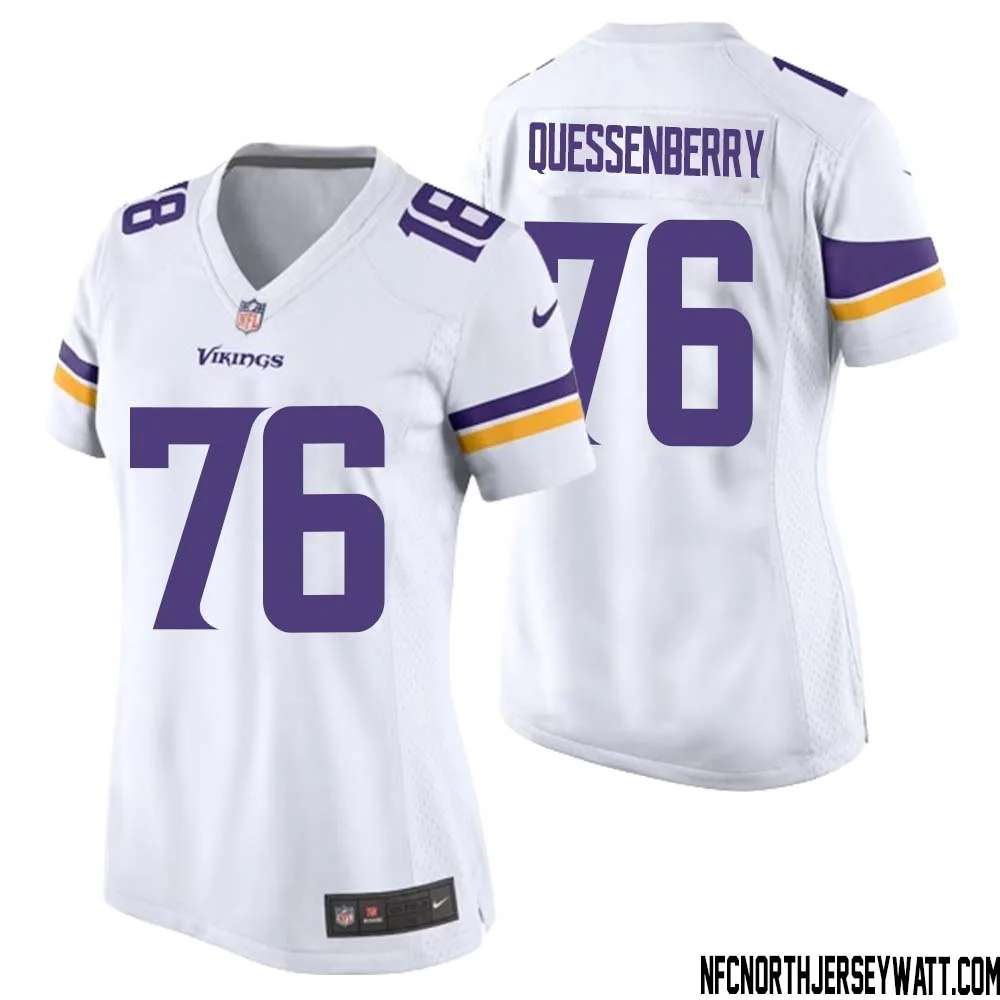 David Quessenberry No 76 Women White Minnesota Vikings Game Player Away Jersey