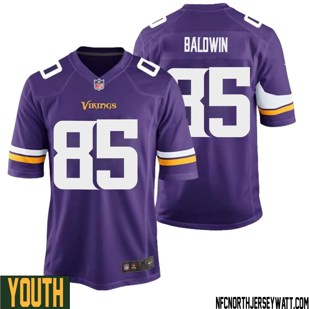Daylen Baldwin No 85 Minnesota Vikings Game Jersey Court Purple for Youth