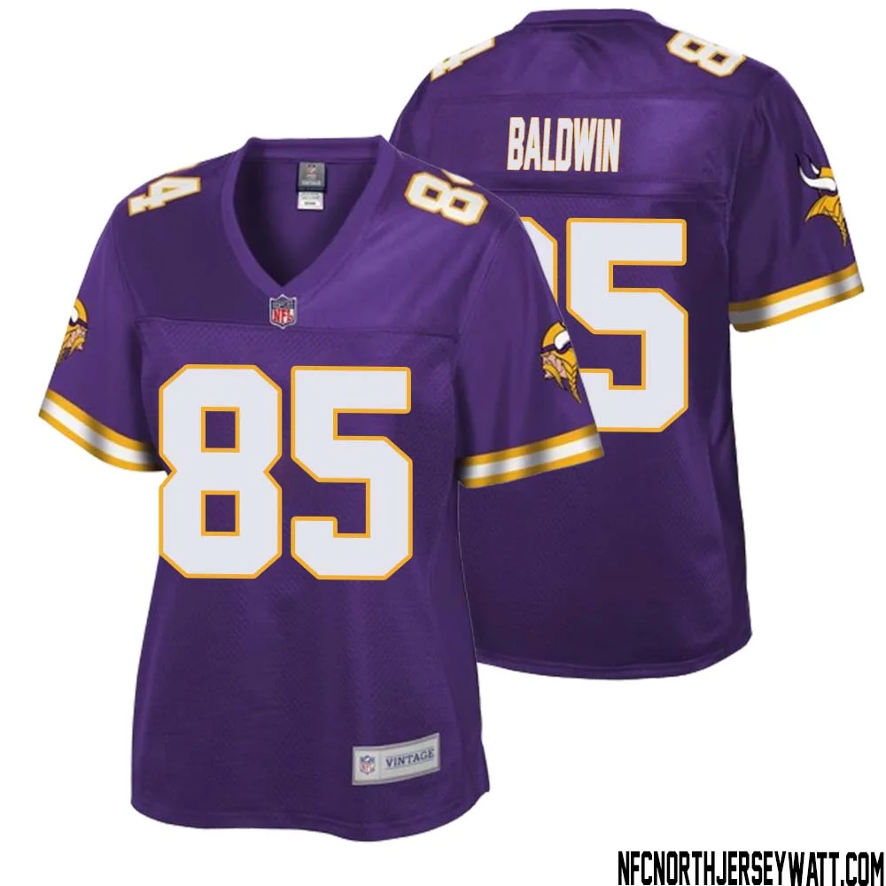 Daylen Baldwin No 85 Women NFL Pro Line Purple Minnesota Vikings Retired Player Replica Jersey