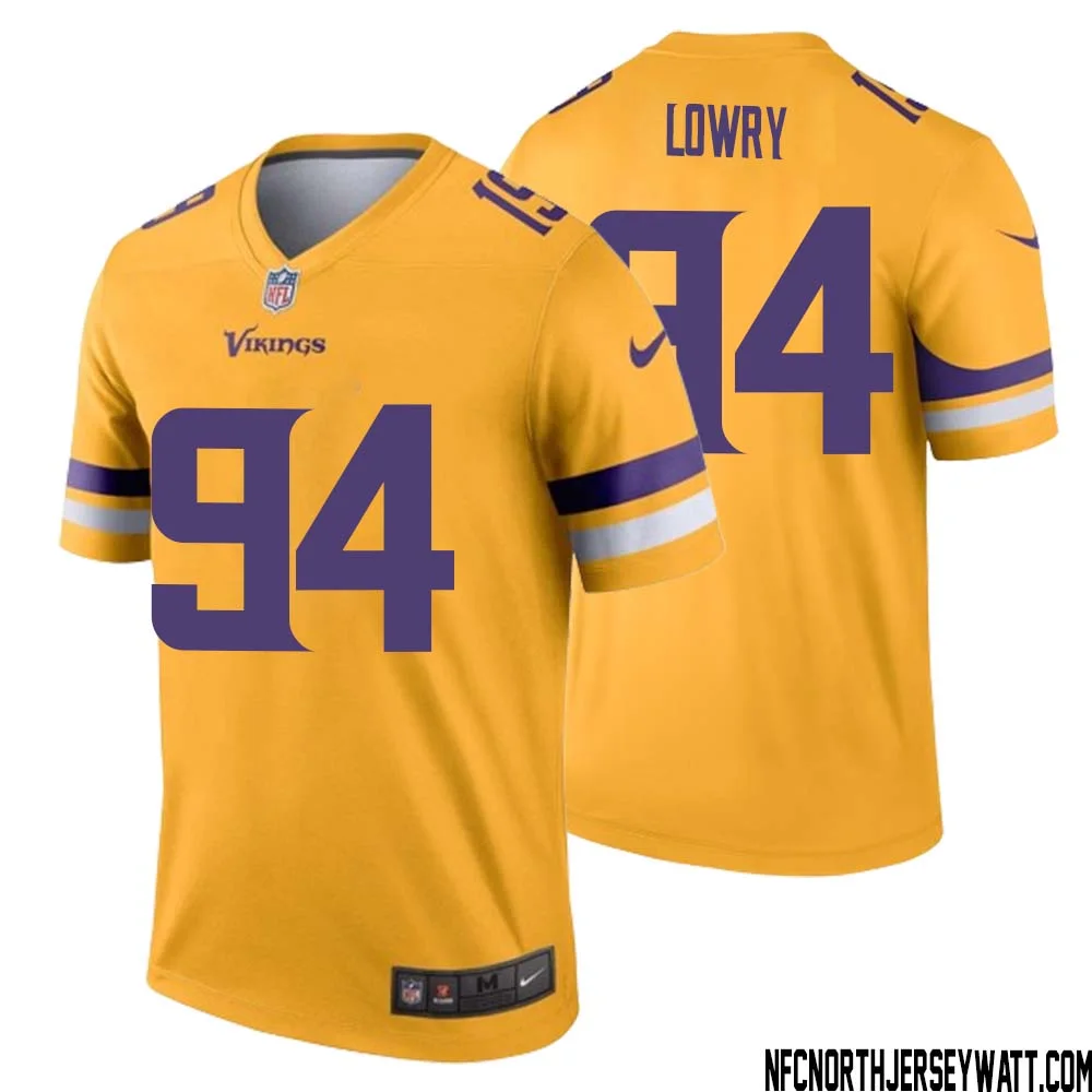 Dean Lowry No 94 Men Minnesota Vikings Gold Inverted Legend Jersey 1