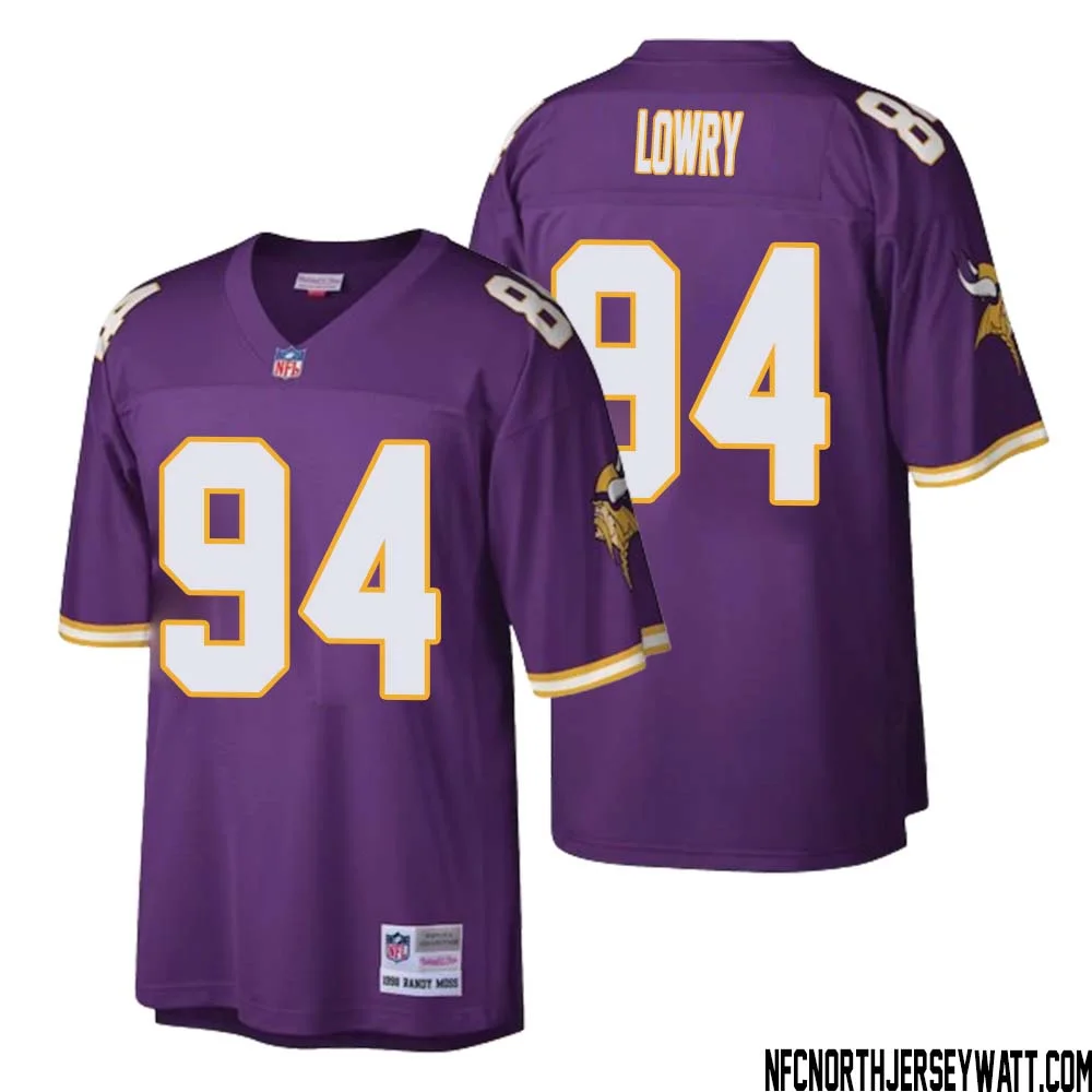 Dean Lowry No 94 Men Mitchell Ness Purple Minnesota Vikings Retired Player Legacy Replica Jersey