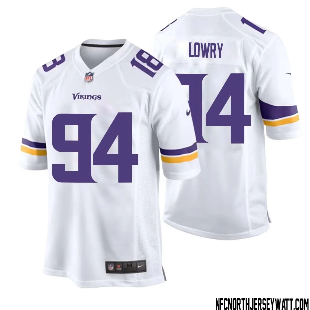 Dean Lowry No 94 Men White Minnesota Vikings Game Player Away Jersey