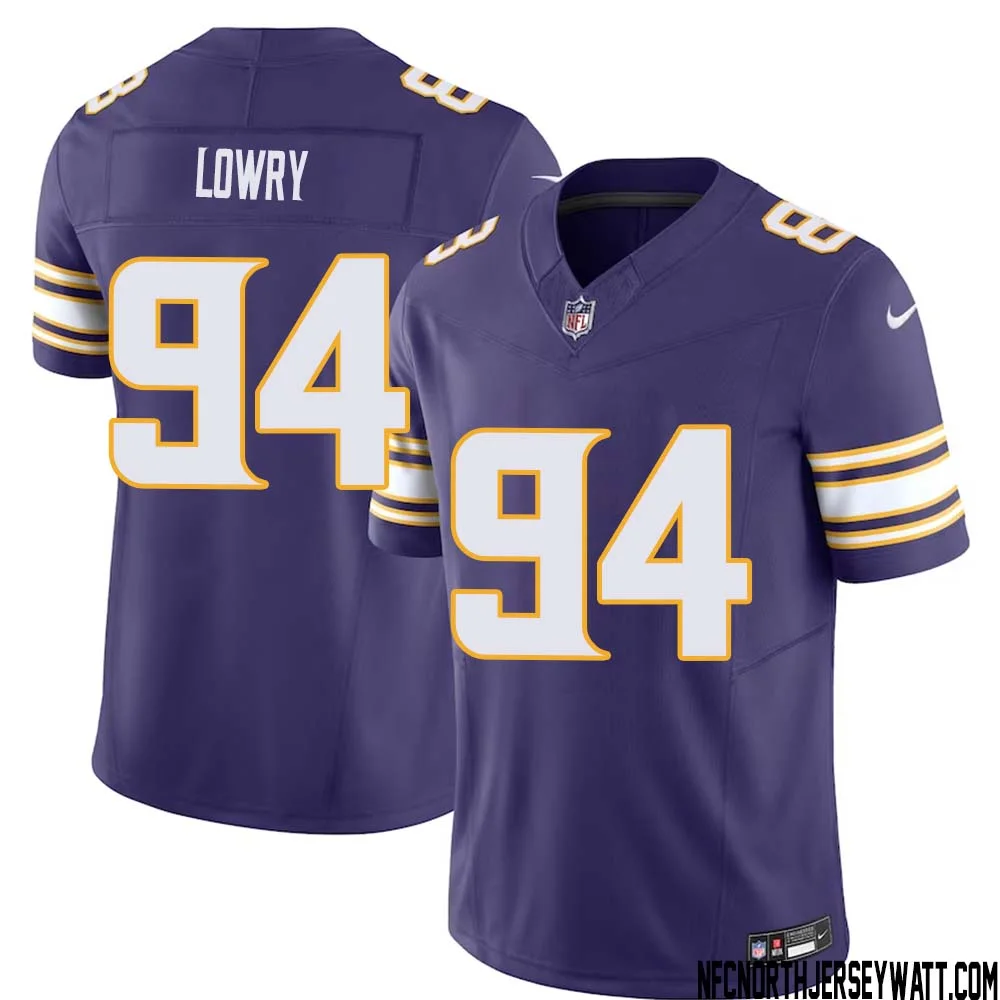 Dean Lowry No 94 Mens Purple Minnesota Vikings Vapor F.U.S.E. Limited Jersey 1