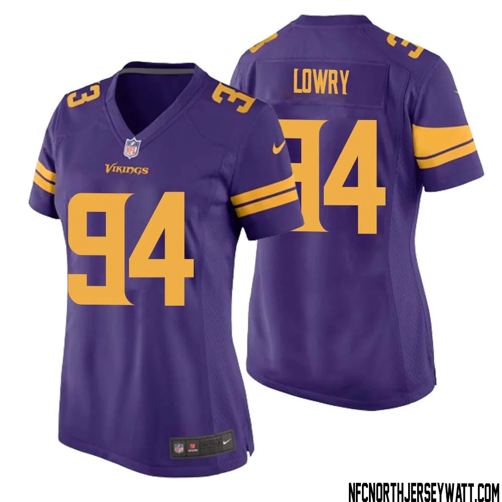 Dean Lowry No 94 Women Purple Minnesota Vikings Alternate Game Jersey 1