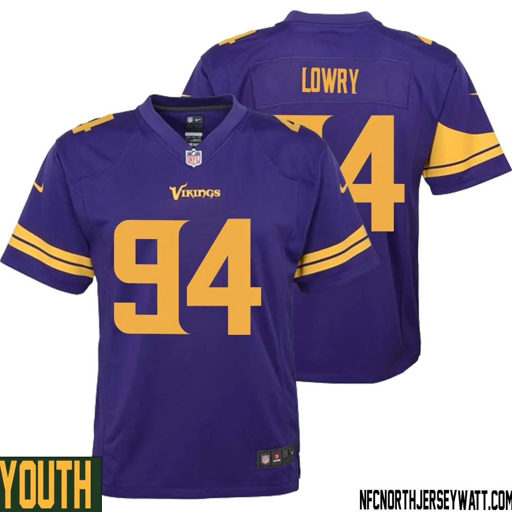 Dean Lowry No 94 Youth Purple Minnesota Vikings Alternate Game Jersey 1