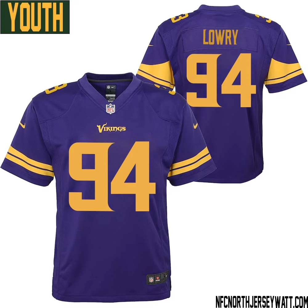 Dean Lowry No 94 Youth Purple Minnesota Vikings Color Rush Vapor Untouchable Limited Jersey