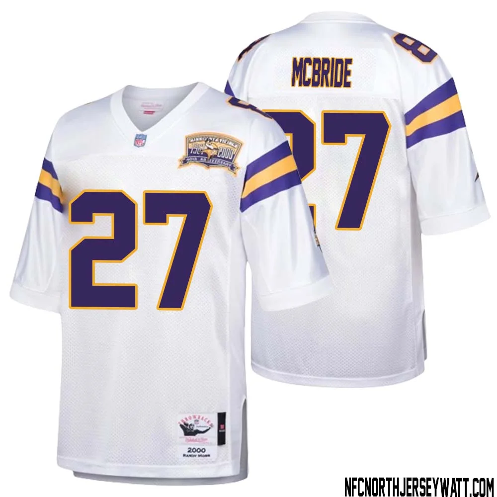 DeWayne McBride No 27 Men Mitchell Ness White Minnesota Vikings Authentic Throwback Retired Player Jersey 1