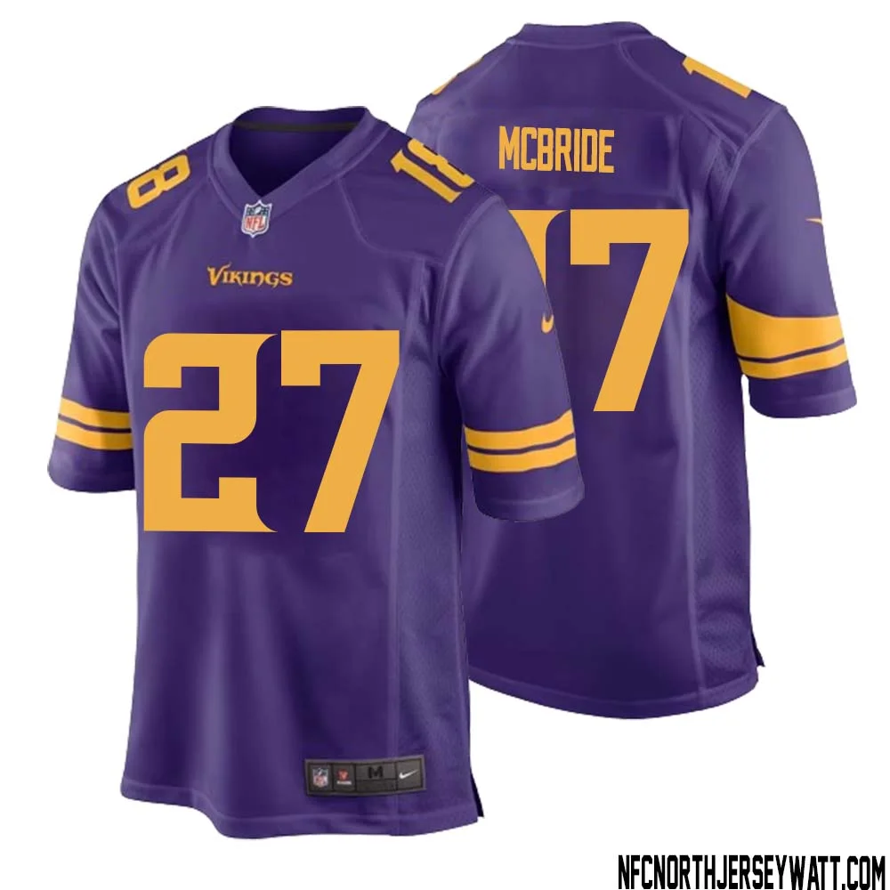 DeWayne McBride No 27 Men Purple Minnesota Vikings Alternate Game Jersey 1