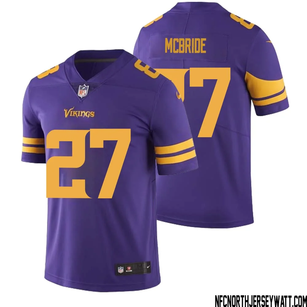 DeWayne McBride No 27 Men Purple Minnesota Vikings Color Rush Vapor Untouchable Limited Jersey 1