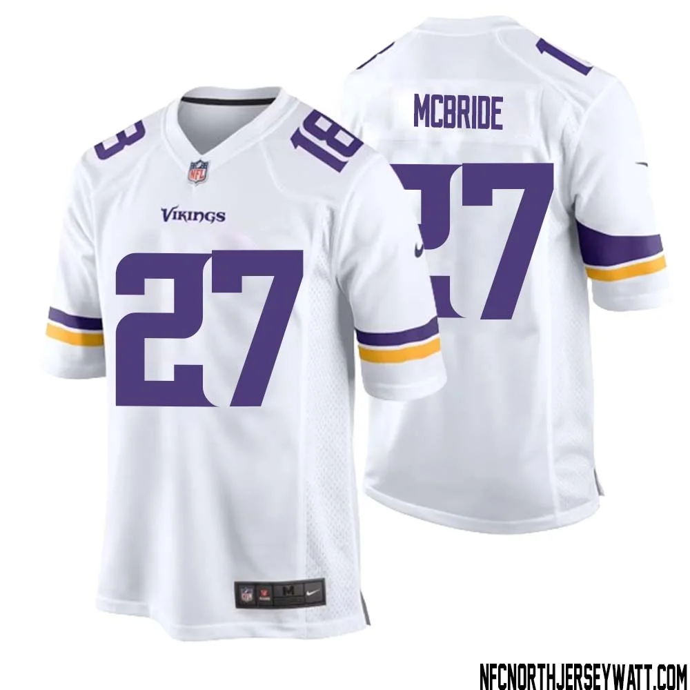 DeWayne McBride No 27 Men White Minnesota Vikings Game Player Away Jersey 1