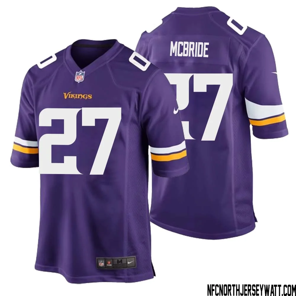 DeWayne McBride No 27 Minnesota Vikings Game Jersey Court Purple for Mens 1