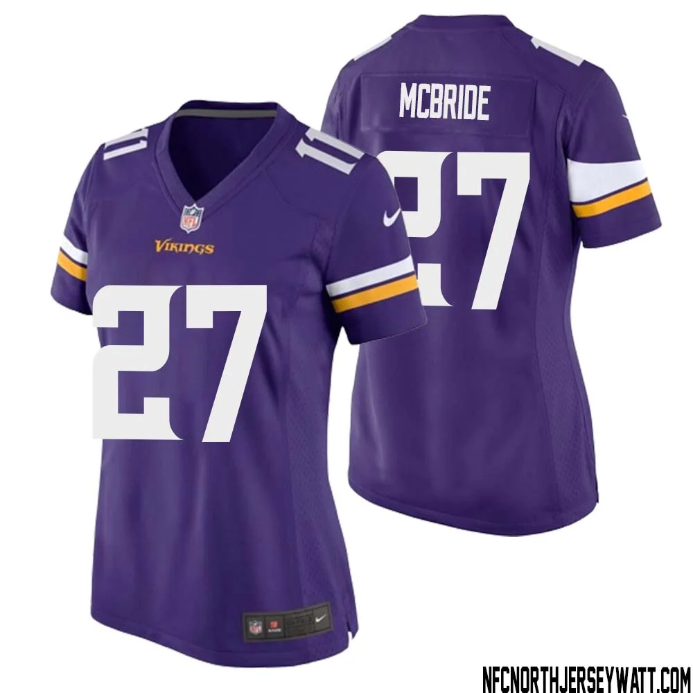 DeWayne McBride No 27 Minnesota Vikings Game Jersey Court Purple for Womens 1