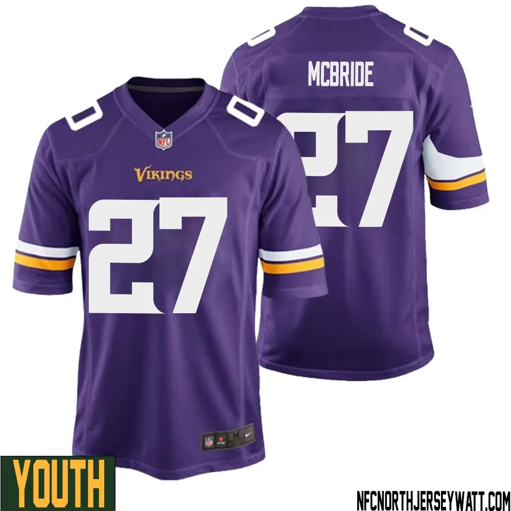 DeWayne McBride No 27 Minnesota Vikings Game Jersey Court Purple for Youth 1